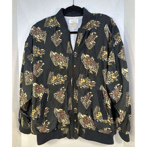 VINTAGE Adolfo Sport 80s 90s Bomber Jacket Unique PRINT’S For All SEASON! Sz.L
